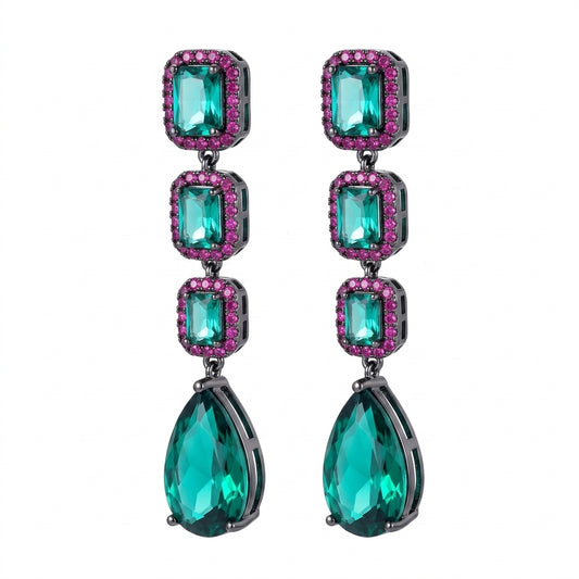 Emerald Rose Drape Earrings - Enhanced Studio Photo