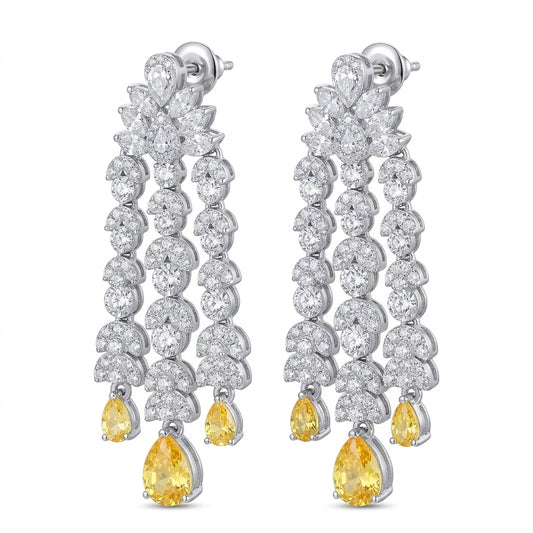 Golden Aurora Chandelier Earrings - Enhanced Studio Photo