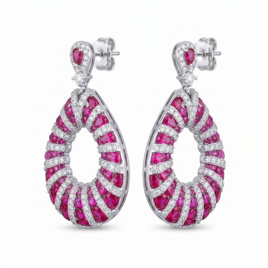 Fuchsia Dew Drop Earrings - Enhanced Studio Photo