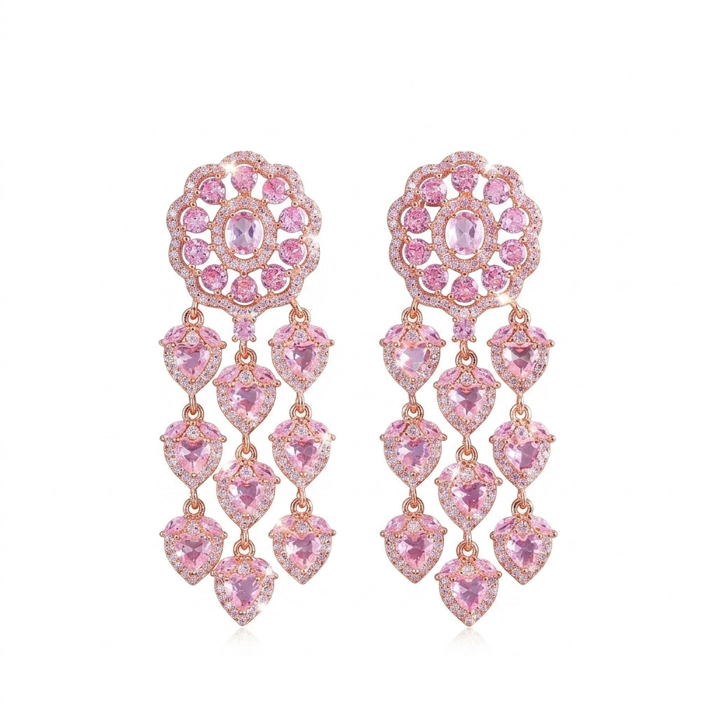 Blush Cascade Earrings - Enhanced Studio Photo