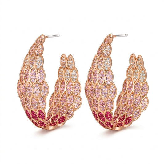 Luna Plume Statement Hoop Earrings - Enhanced Studio Photo