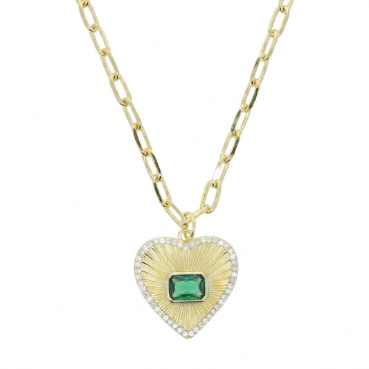 Sparkling Heart Pendant Clip Necklace - Enhanced Studio Photo