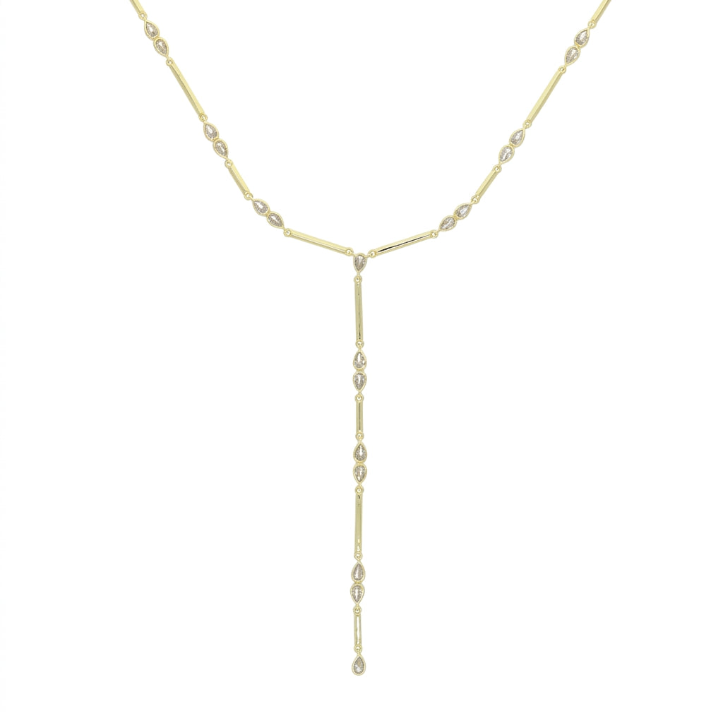 Golden Bar Lariat Necklace - Enhanced Studio Photo