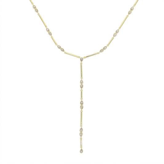 Golden Bar Lariat Necklace - Enhanced Studio Photo