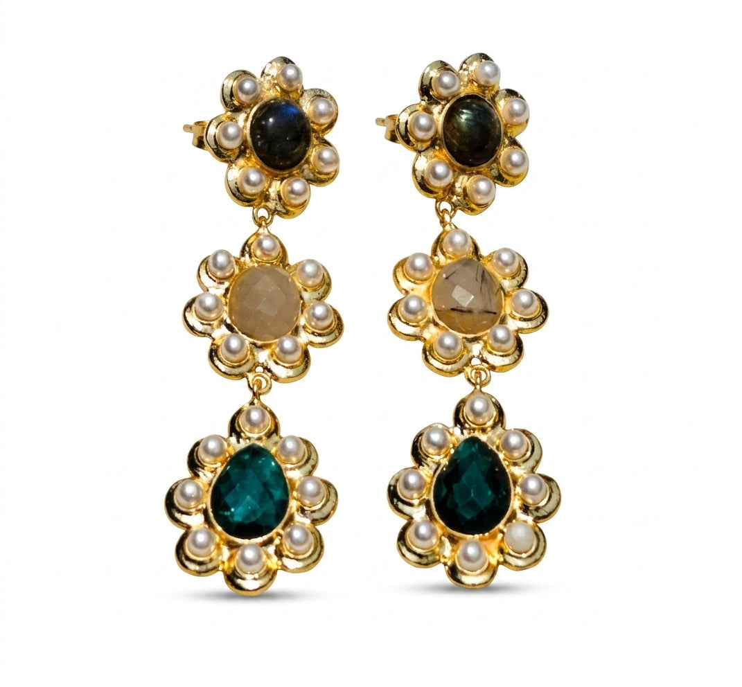 Brass Verona earrings Pink - Enhanced Studio Photo