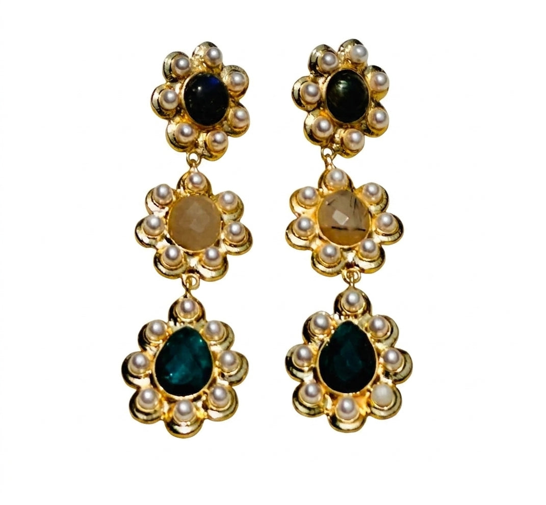 Brass Verona earrings Pink - Enhanced Studio Photo