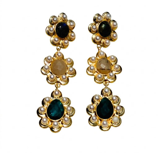 Brass Verona earrings Pink - Enhanced Studio Photo