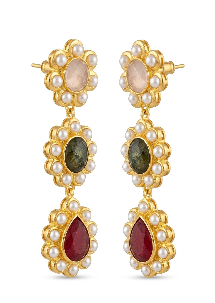 Brass Rome earrings Pink - Enhanced Studio Photo