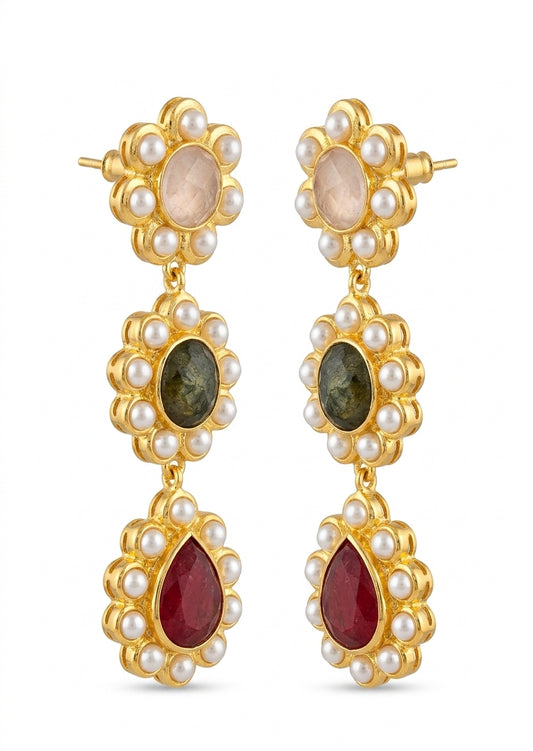 Brass Rome earrings Pink - Enhanced Studio Photo