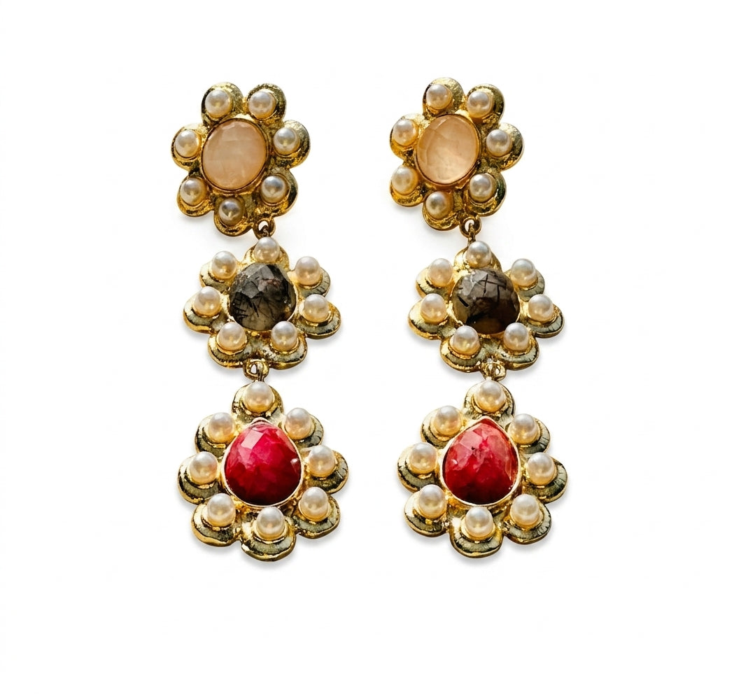 Brass Rome earrings Pink - Enhanced Studio Photo