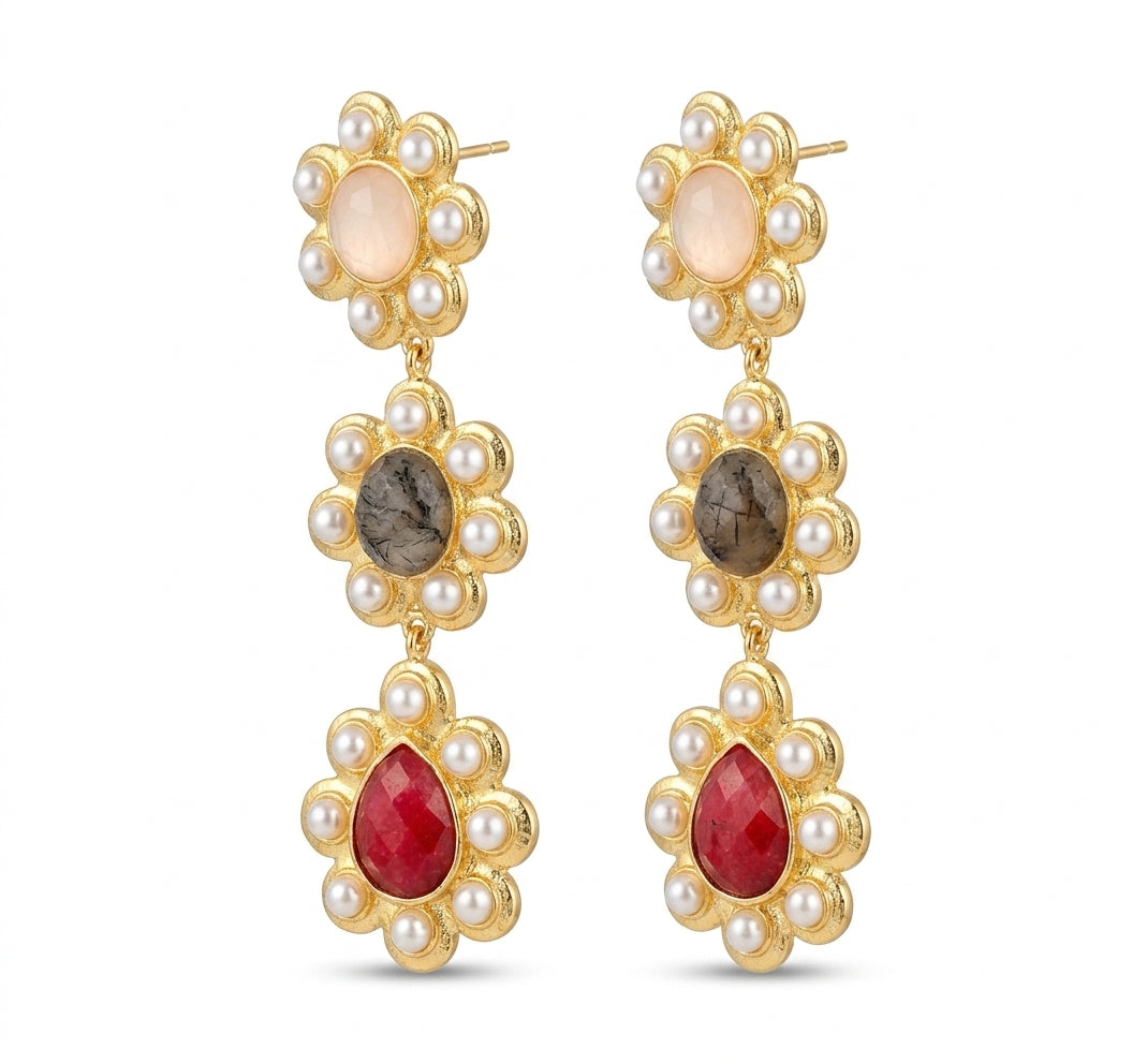 Brass Rome earrings Pink - Enhanced Studio Photo
