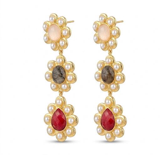 Brass Rome earrings Pink - Enhanced Studio Photo
