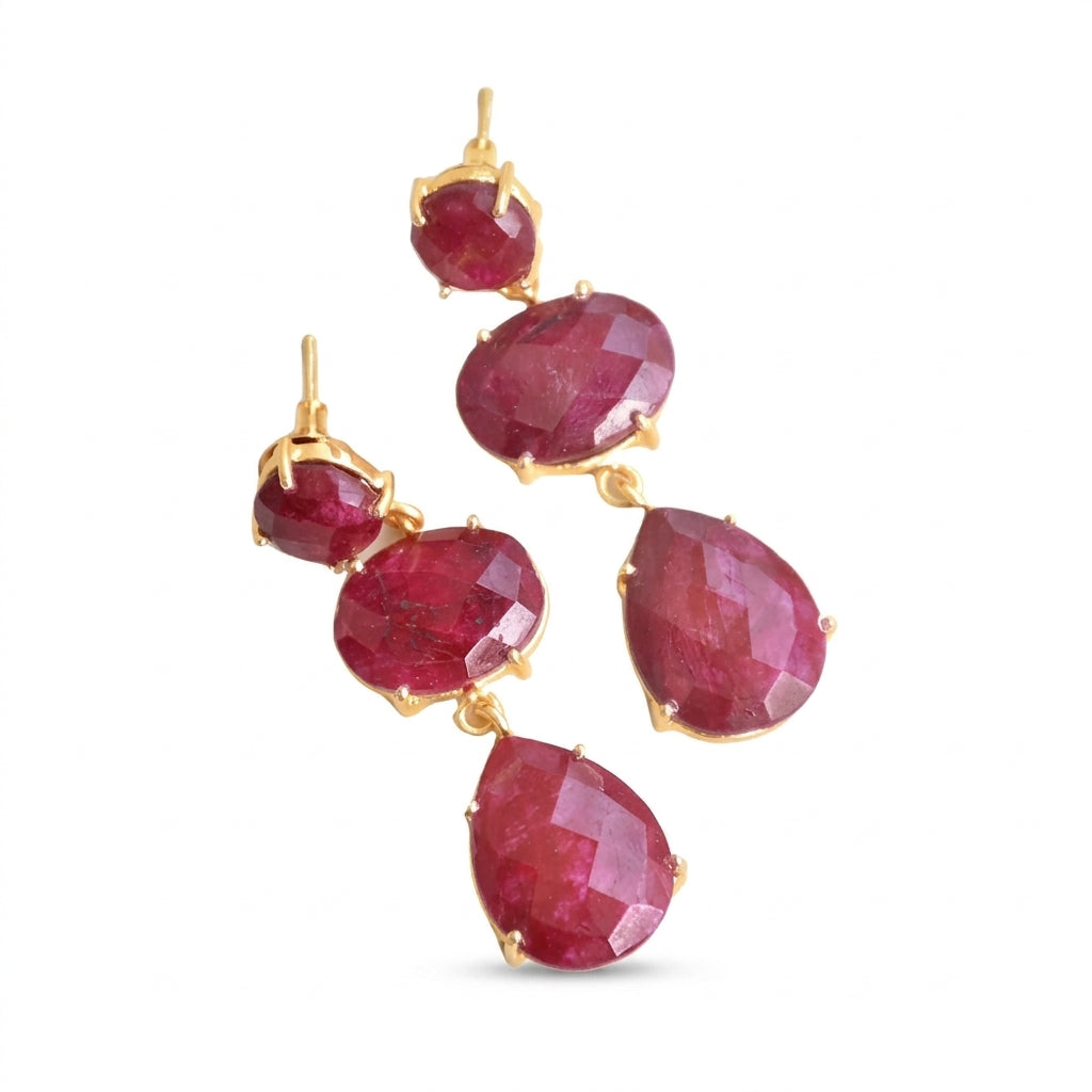 Regal Gemstone Drop Earrings - Enhanced Studio Photo