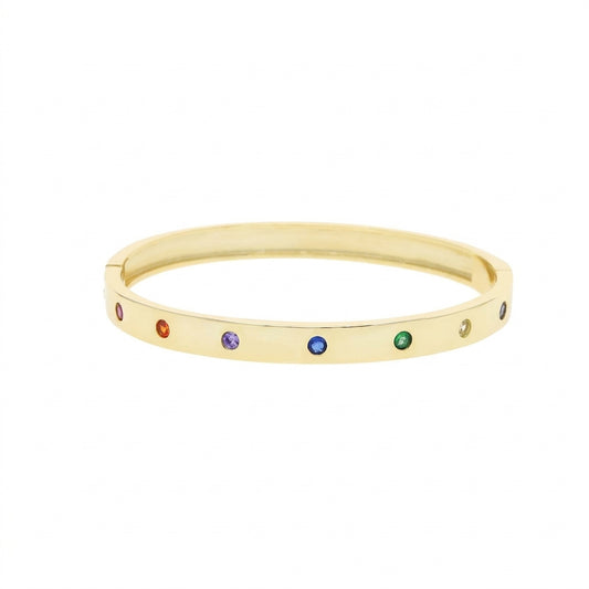 Rainbow Bangle Round Cut Multicolor Zirconia - Enhanced Studio Photo