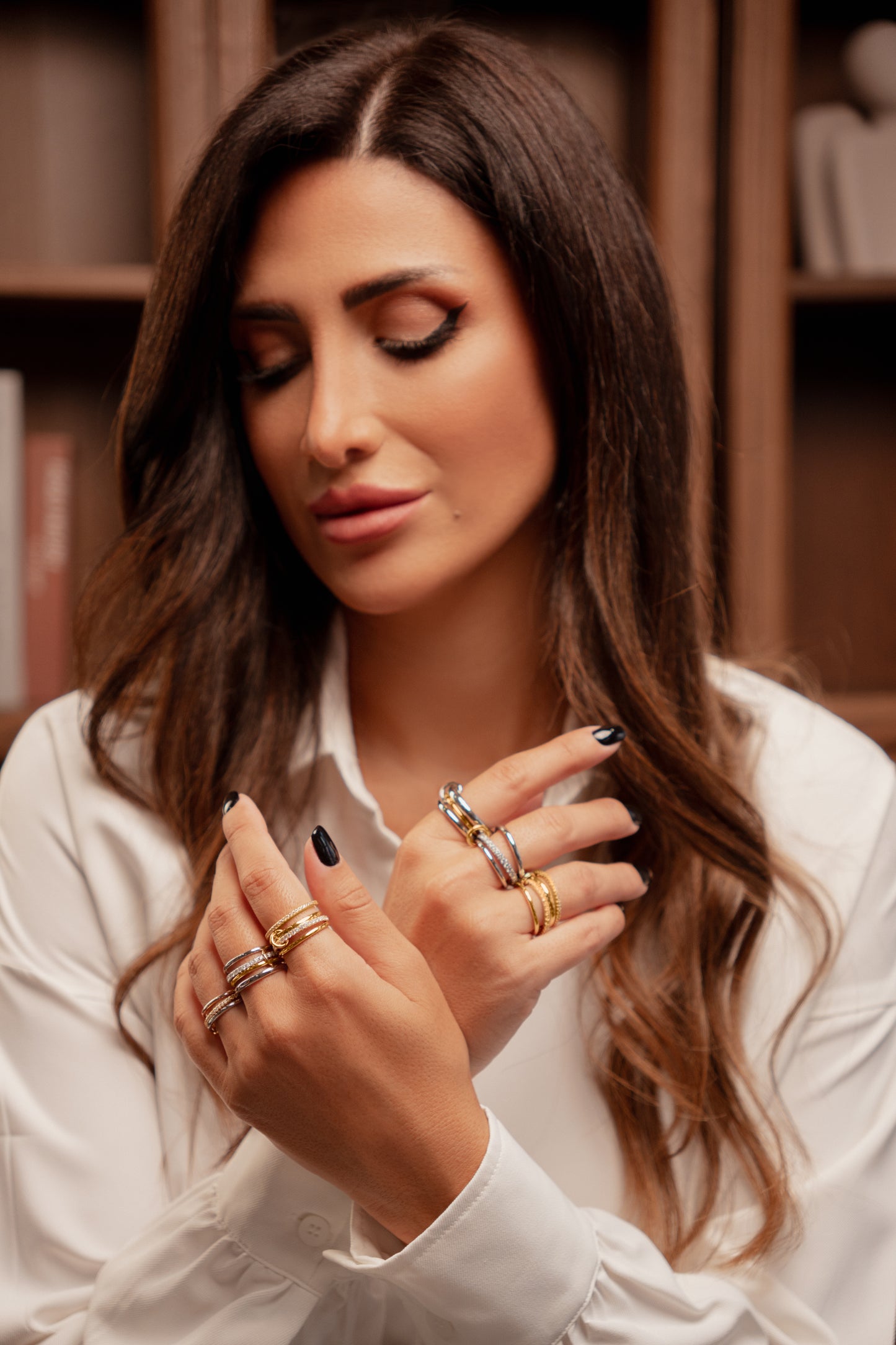 Golden Spark Stacking Band Ring