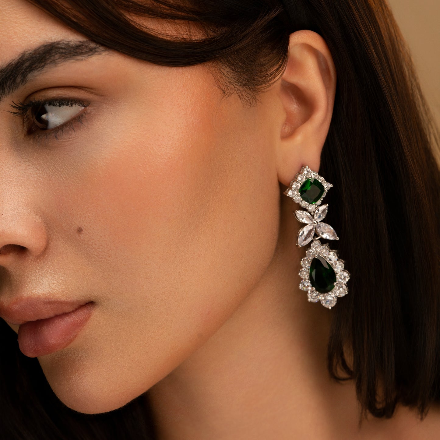 Emerald Cascade Dangle Earrings