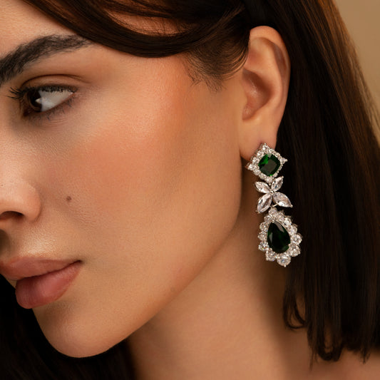 Emerald Cascade Dangle Earrings