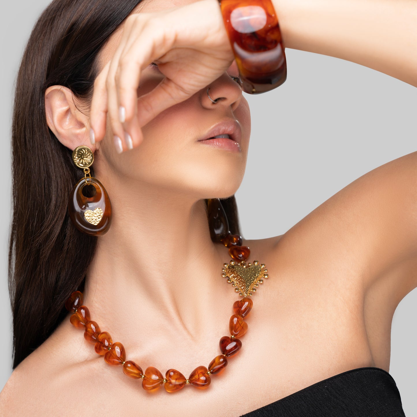 Golden Ember Heart Necklace