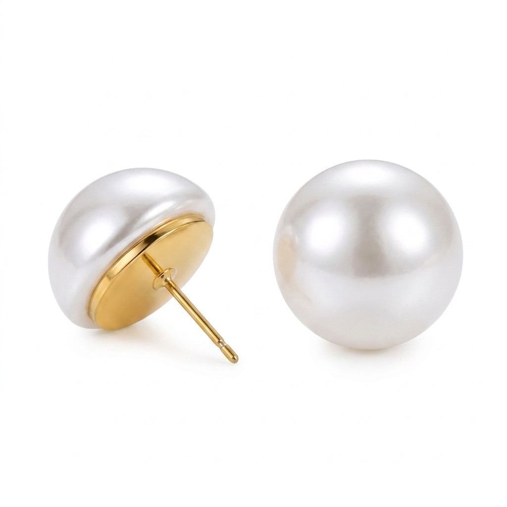 Lumire Pearl Studs Earrings - Enhanced Studio Photo