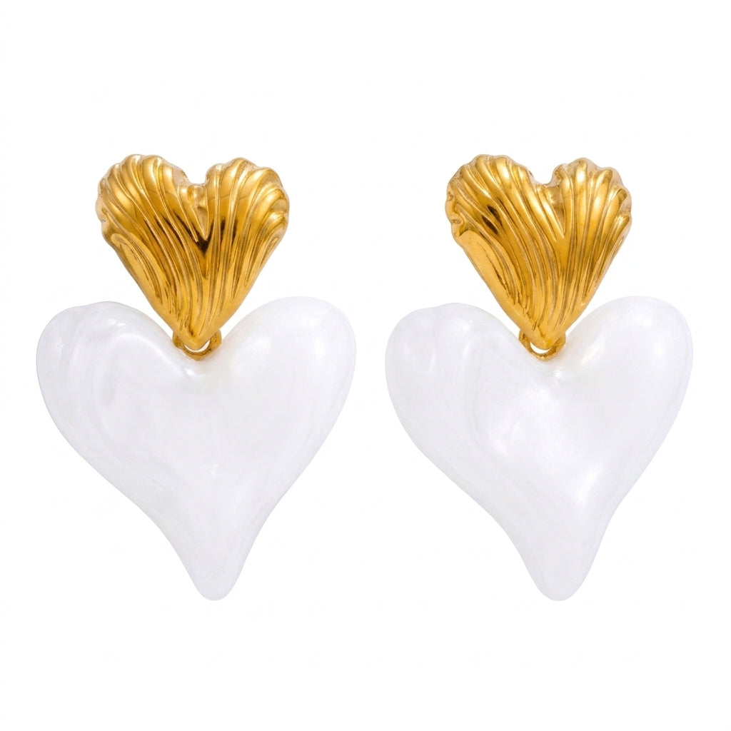 Golden Heartbeat Earrings - Enhanced Studio Photo