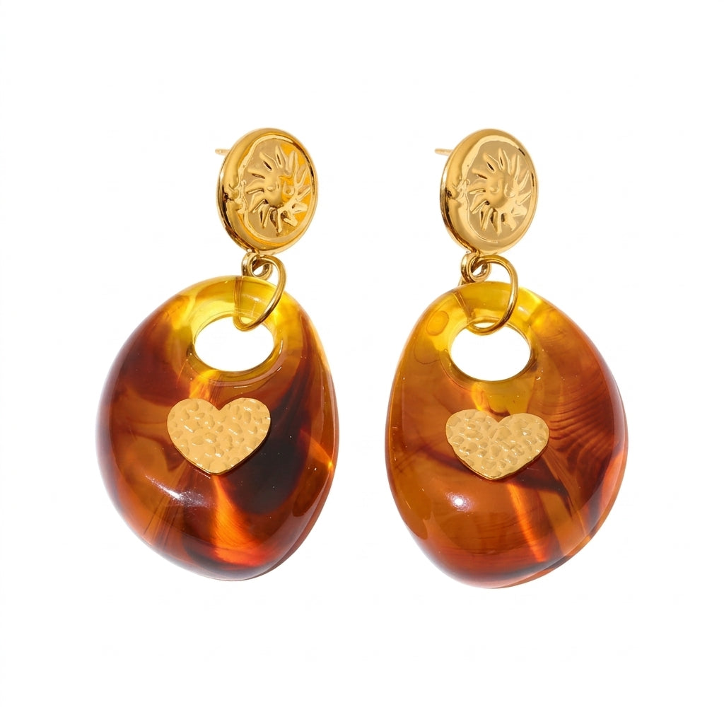 Honey Heart Studs Earrings - Enhanced Studio Photo