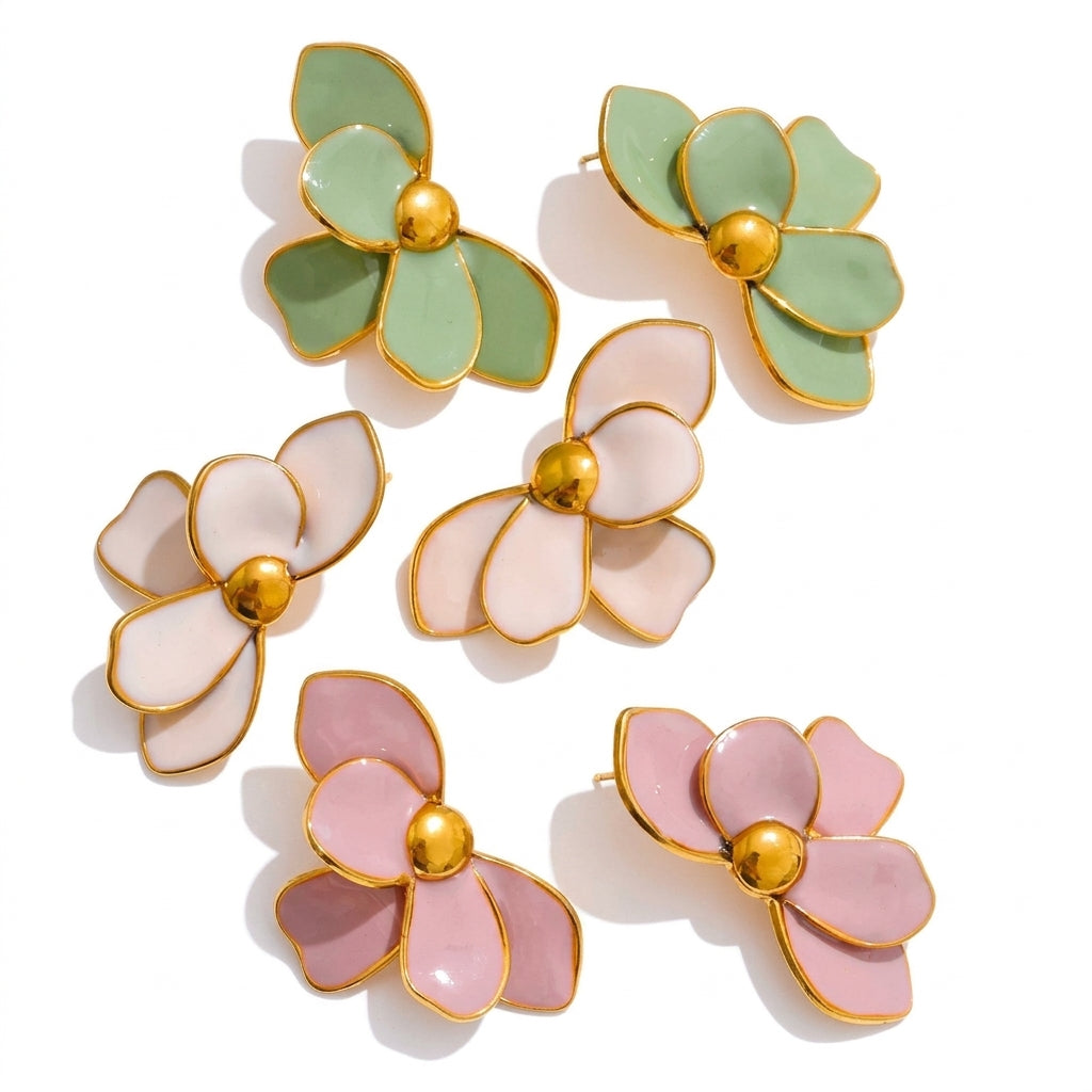 Petalia Half-Flower Studs Earrings - Enhanced Studio Photo
