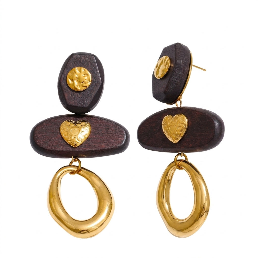 Rustic Heartfall Earrings - Enhanced Studio Photo