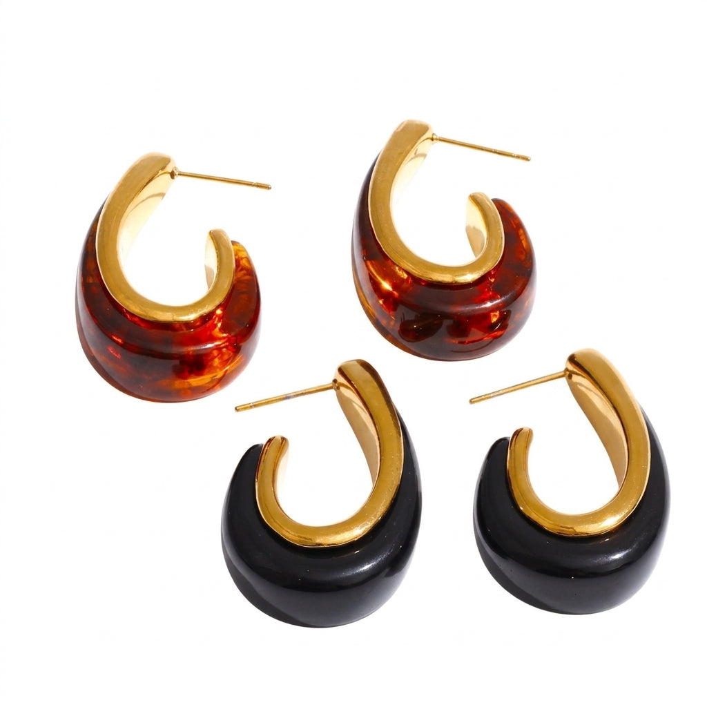 Autumn Amber Hoop Earrings - Enhanced Studio Photo