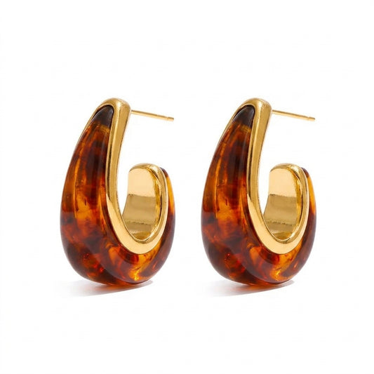 Autumn Amber Hoop Earrings - Enhanced Studio Photo