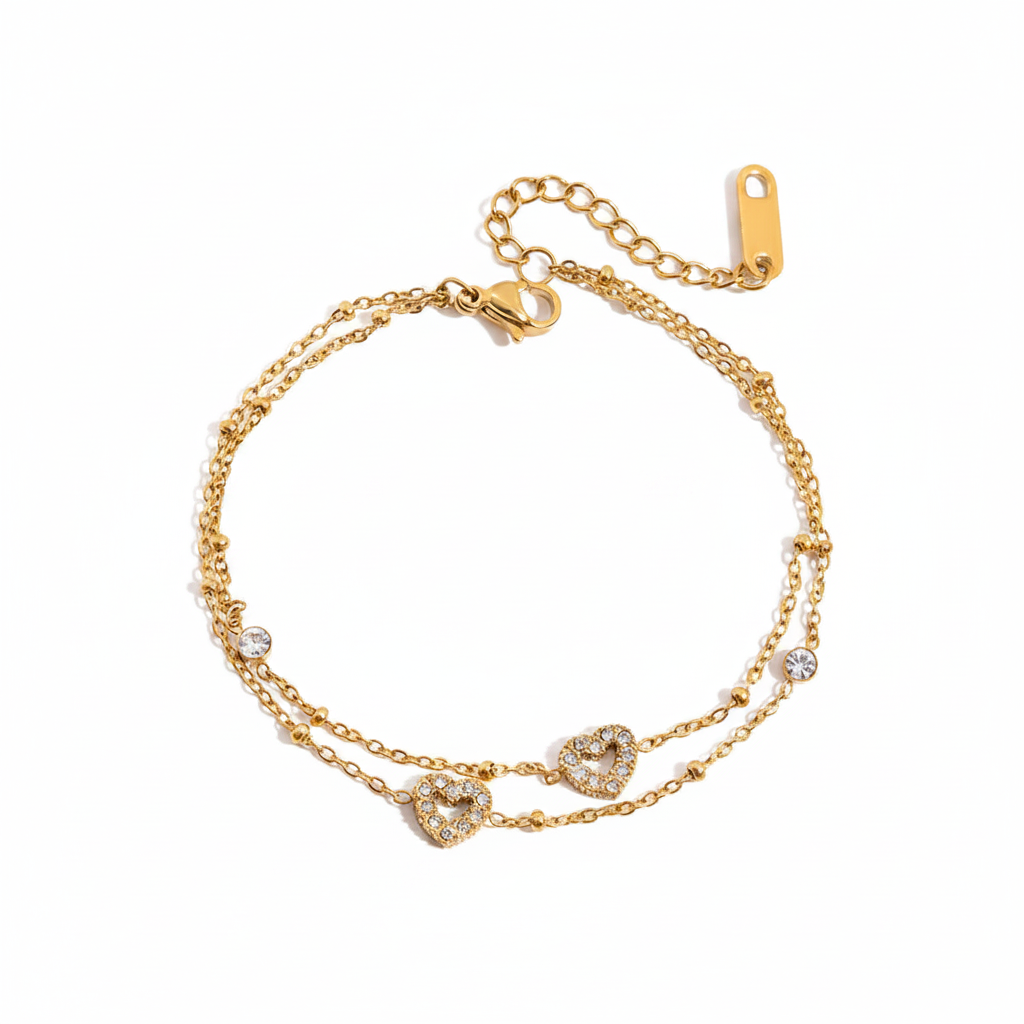 Double Layer Heart Link Bracelet