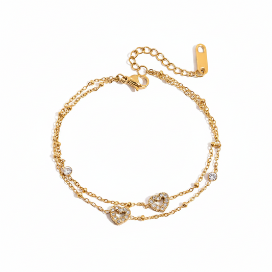 Double Layer Heart Link Bracelet