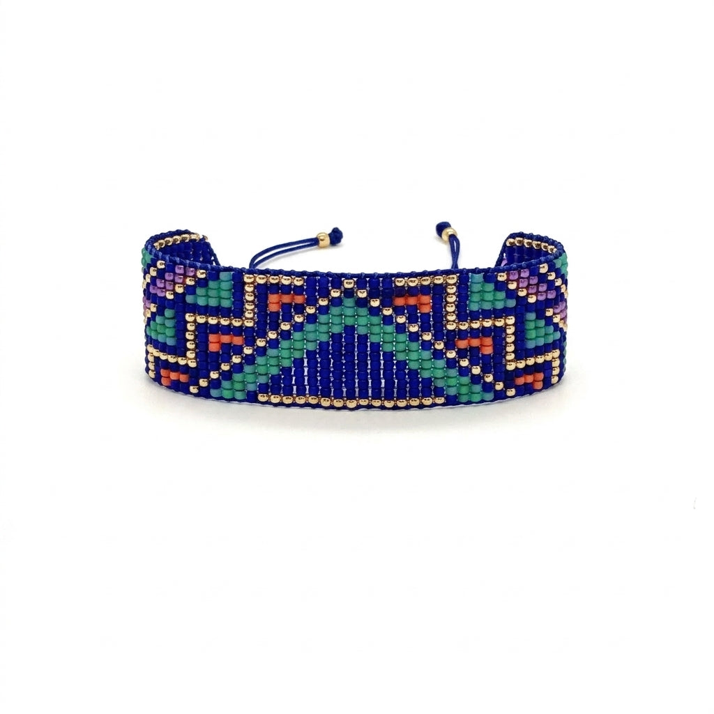 Pyramid Japanese Miyuki Beaded Bracelets 18K Gold - Enhanced Studio Photo