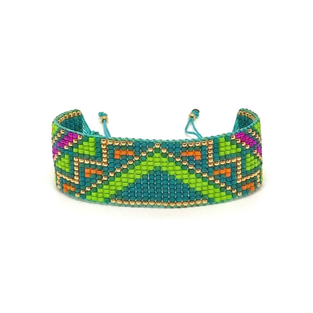 Pyramid Japanese Miyuki Beaded Bracelets 18K Gold - Enhanced Studio Photo