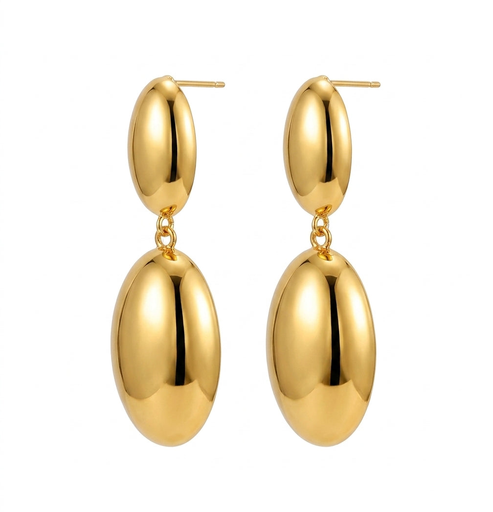 Polished Oval Double Drop Earrings - Enhanced Studio Photo
