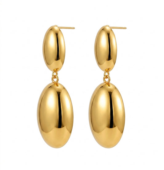 Polished Oval Double Drop Earrings - Enhanced Studio Photo