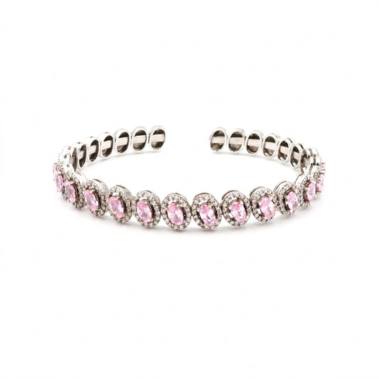 Sterling Silver 925 Oval Gold Plated Bracelet White - Enhanced Studio Photo