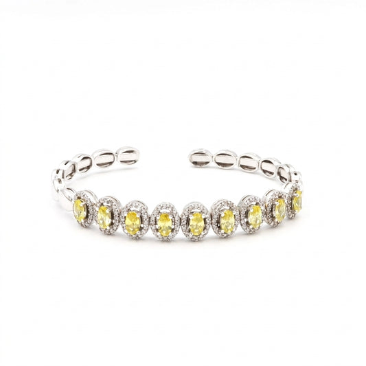 Sterling Silver 925 Oval Gold Plated Bracelet White - Enhanced Studio Photo
