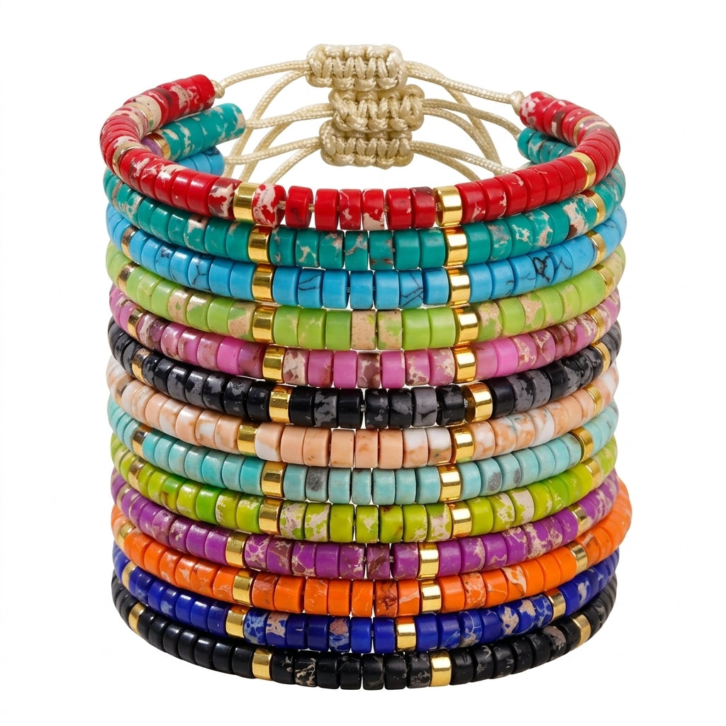 Summer Bliss Adjustable Marble Bracelet - Enhanced Studio Photo