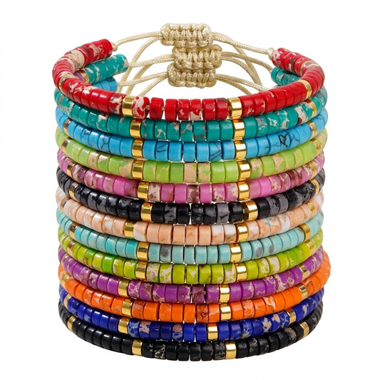 Summer Bliss Adjustable Marble Bracelet - Enhanced Studio Photo
