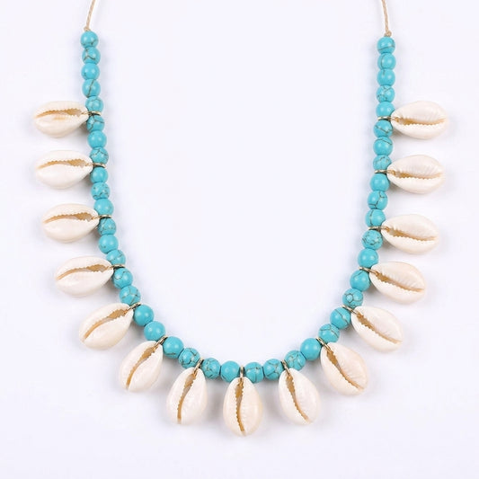 Turquoise Seashell Bead Necklace - Enhanced Studio Photo
