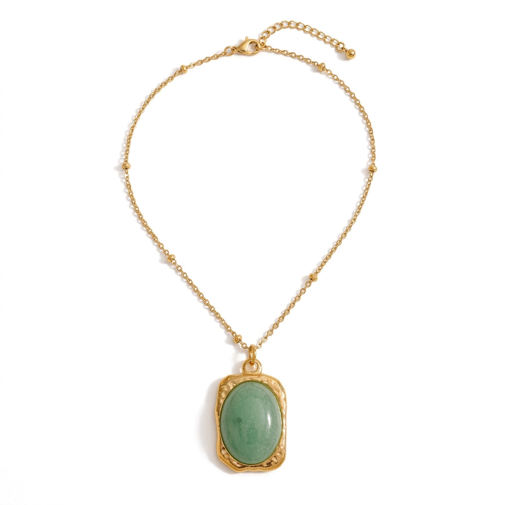 Green Natural Stone Pendant Necklace - Enhanced Studio Photo