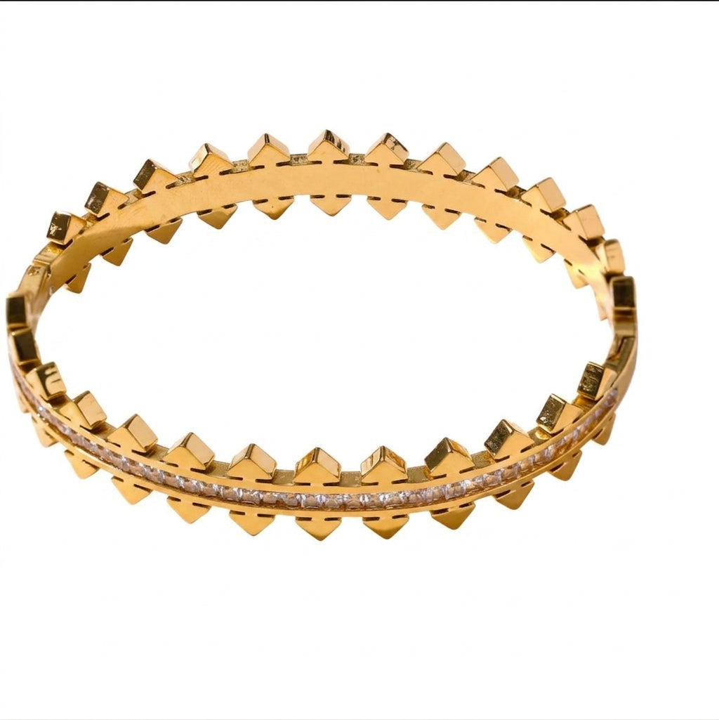 Geometric Luxe Cubic Zirconia Bangle - Enhanced Studio Photo