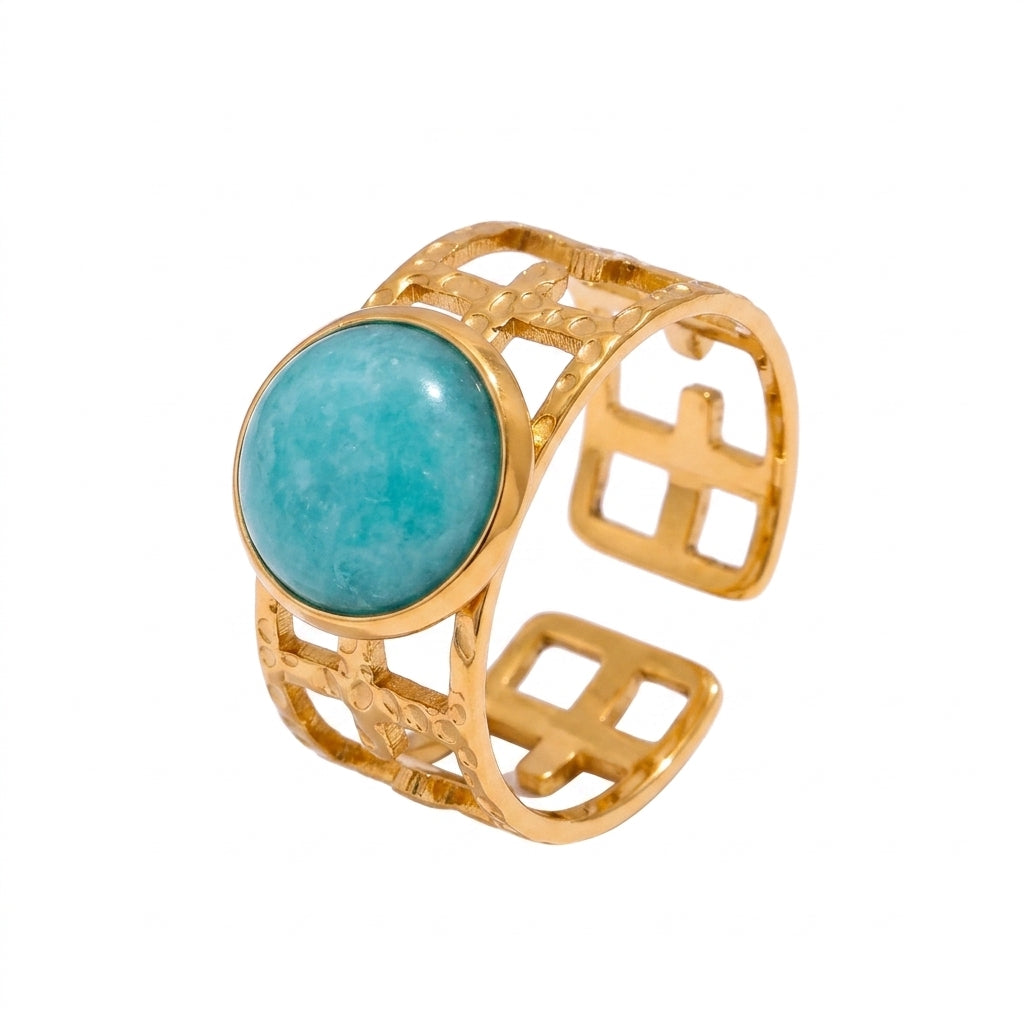 Ocean Breeze Blue Stone Ring - Enhanced Studio Photo