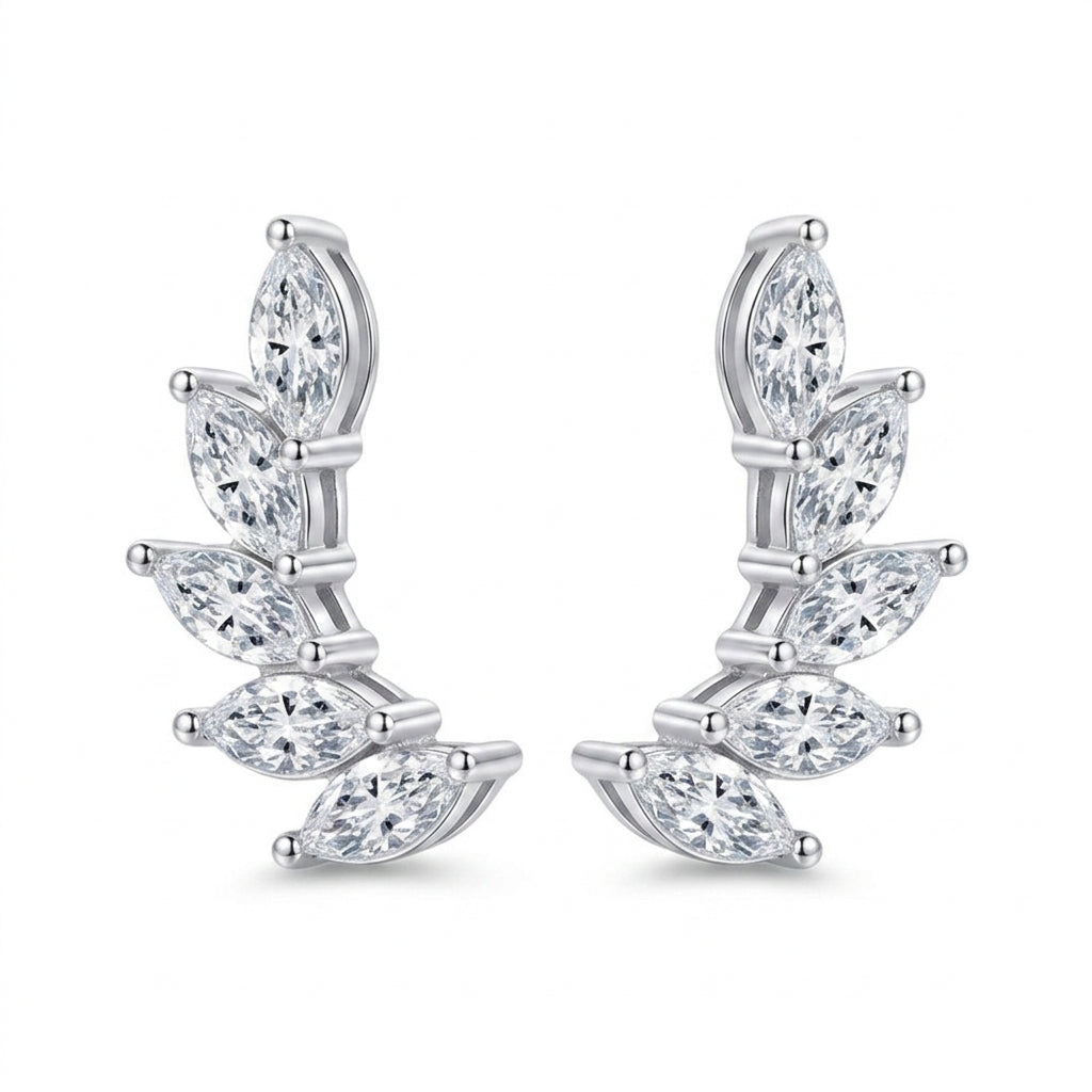 Whispering Leaves Silver 925 Earrings - Enhanced Studio Photo