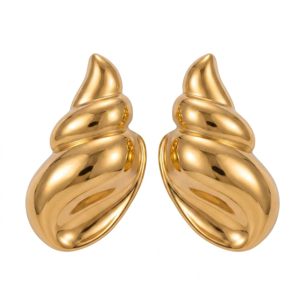 Golden Seashell Studs - Enhanced Studio Photo
