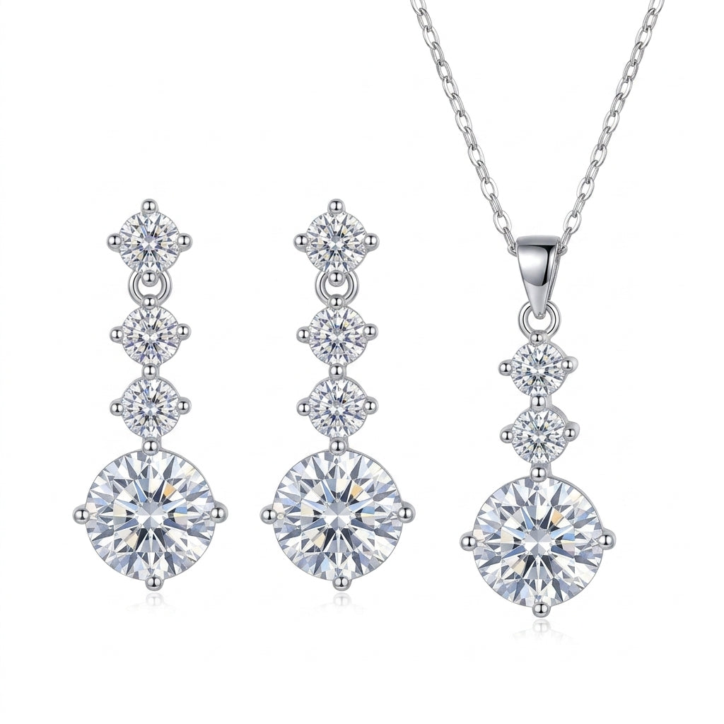Brilliance Diamond-Cut Jewelry Silver 925 Set - Enhanced Studio Photo
