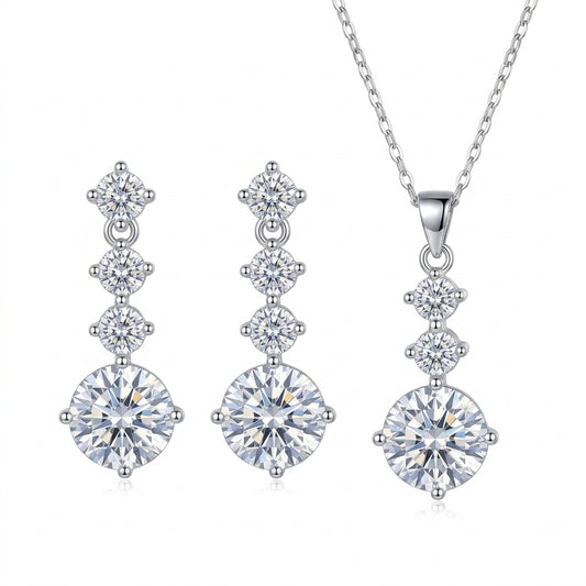 Brilliance Diamond-Cut Jewelry Silver 925 Set - Enhanced Studio Photo