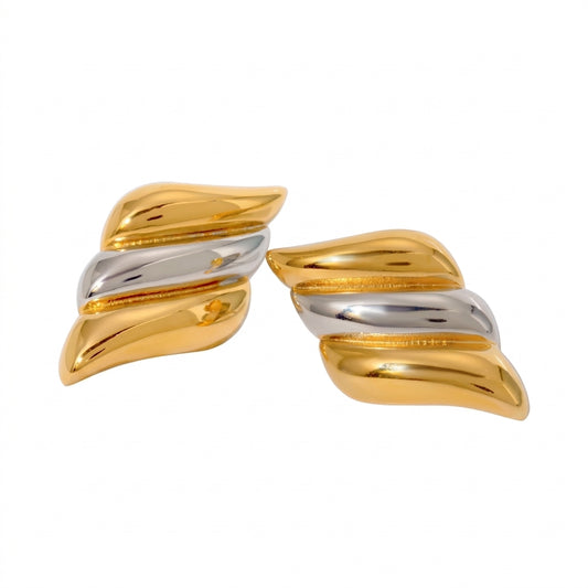 Twist Glow Two-Tone Spiral Earrings - Enhanced Studio Photo