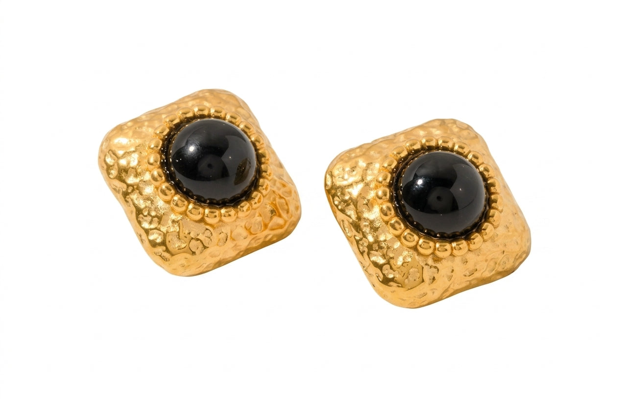 Midnight Agate Square Earrings - Enhanced Studio Photo