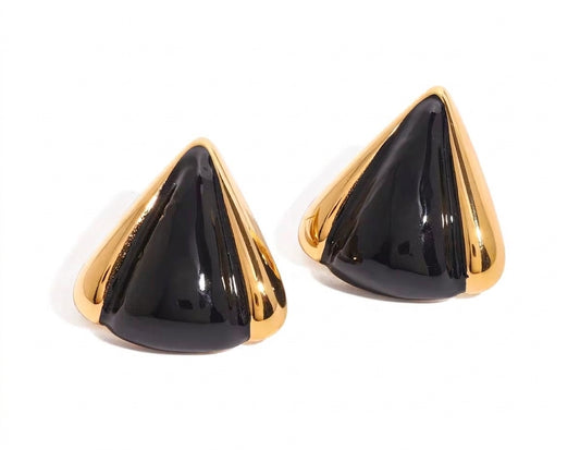 Noir Triad Agate Earrings - Enhanced Studio Photo